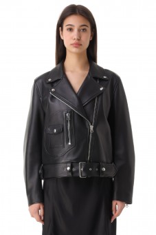 Кожаная куртка-косуха oversize 