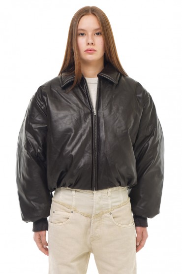 Вкорочений бомбер з еко-шкіри ACNE STUDIOS ACw23019
