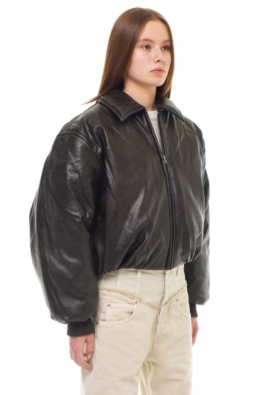 Вкорочений бомбер з еко-шкіри ACNE STUDIOS ACw23019