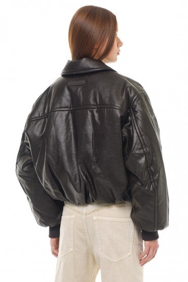 Вкорочений бомбер з еко-шкіри ACNE STUDIOS ACw23019