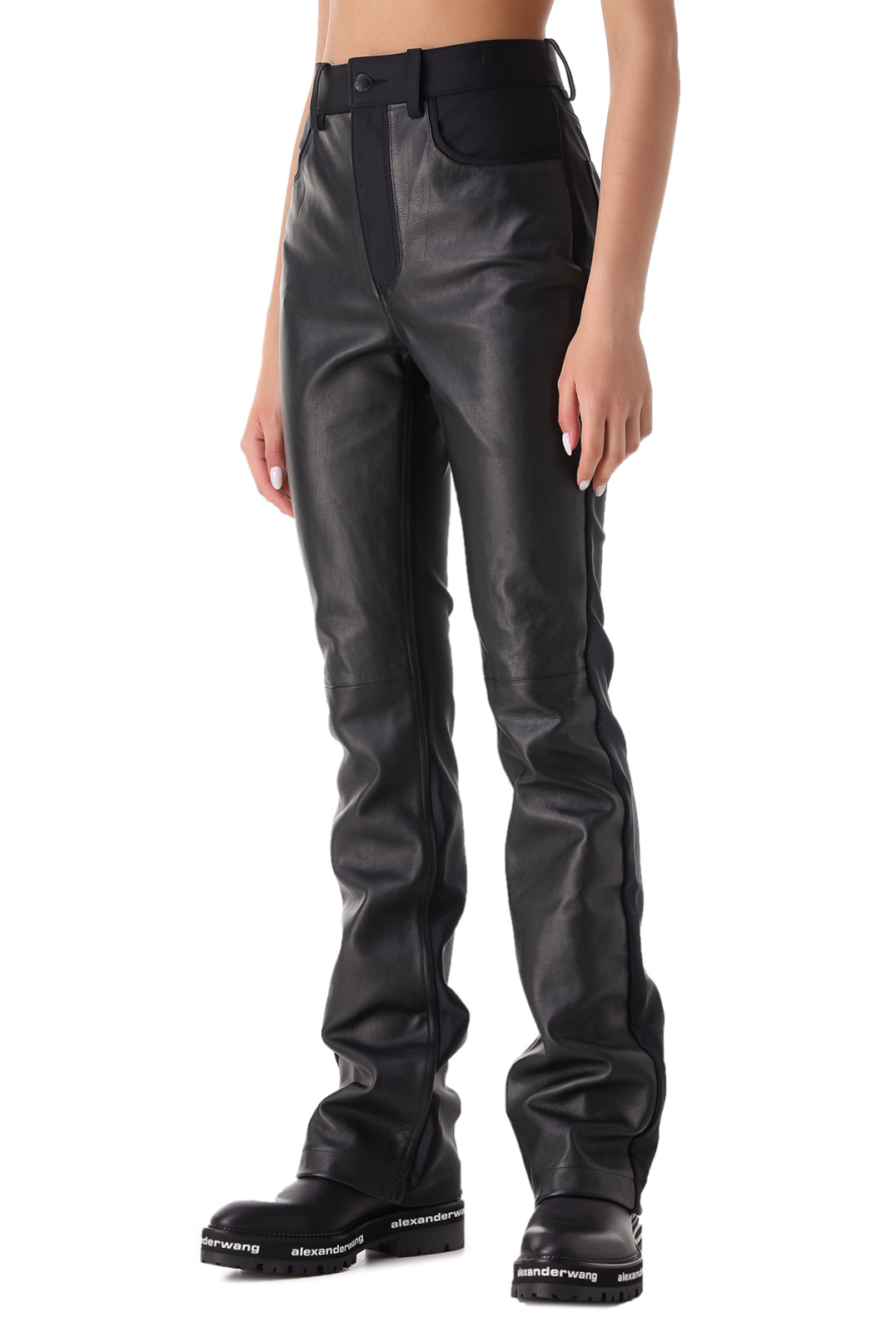 Удлиненные кожаные брюки ALEXANDER WANG ALW21008