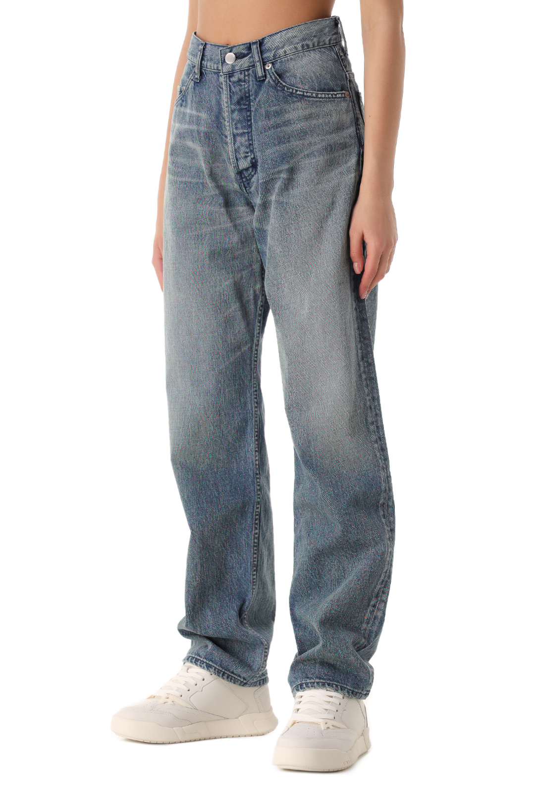 Подовжені джинси з ефектом потертостей AMBUSH AMB21020