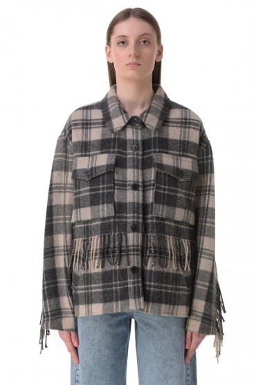 Куртка-рубашка oversize в клетку с бахромой ETOILE ISABEL MARANT ETOI12004