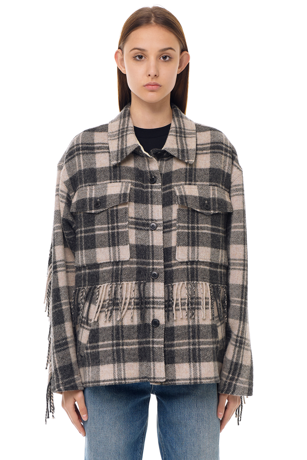 Куртка-сорочка oversize в клітку з бахромою MARANT ETOILE ETOI22004