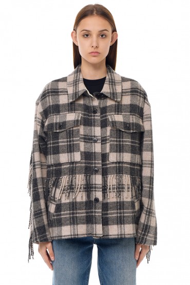 Куртка-сорочка oversize в клітку з бахромою MARANT ETOILE ETOI22004