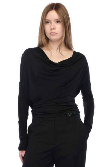 Купить оригинал Лонгслів із драпіруванням HL26005 от бренда HELMUT LANG Лонгслів із драпіруванням HELMUT LANG HL26005