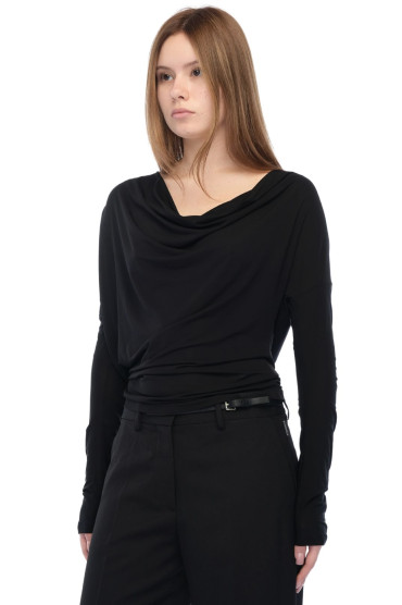 Купить оригинал Лонгслів із драпіруванням HL26005 от бренда HELMUT LANG Лонгслів із драпіруванням HELMUT LANG HL26005