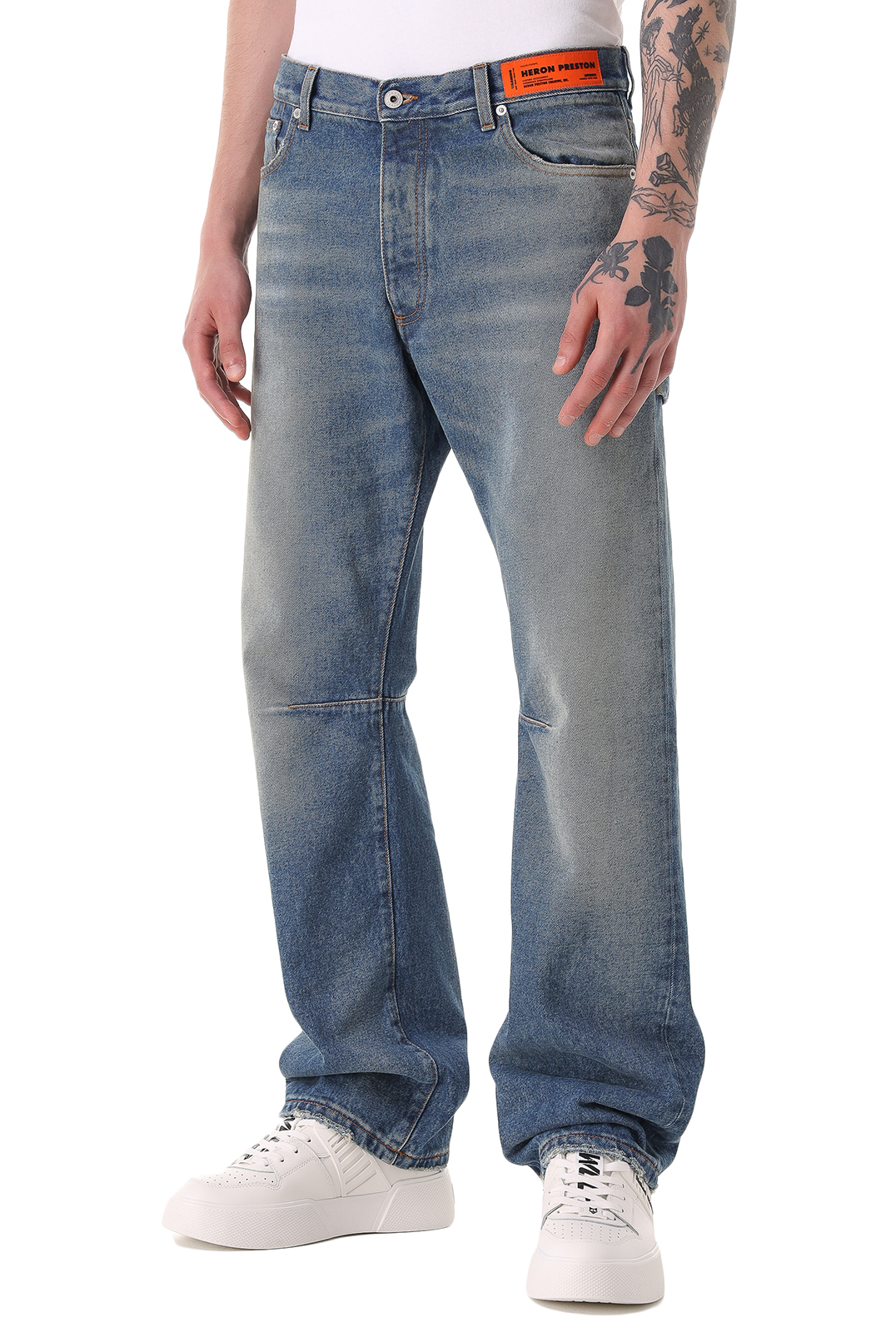 Подовжені джинси з ефектом потертостей HERON PRESTON HPm21023