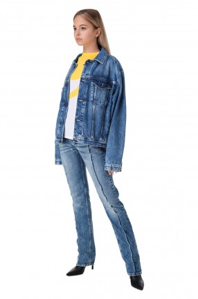 MAISON MARGIELA Удлиненные джинсы с эффектом потертостей