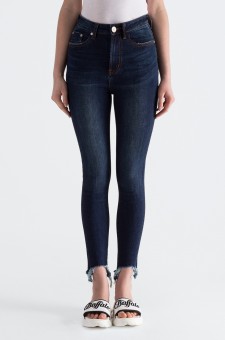 Укорочені джинси з ефектом потертості