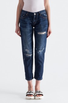 Укорочені джинси з ефектом потертості