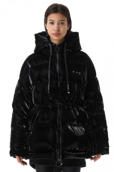 Лакований пуховик з капюшоном OFF-WHITE OWw21040