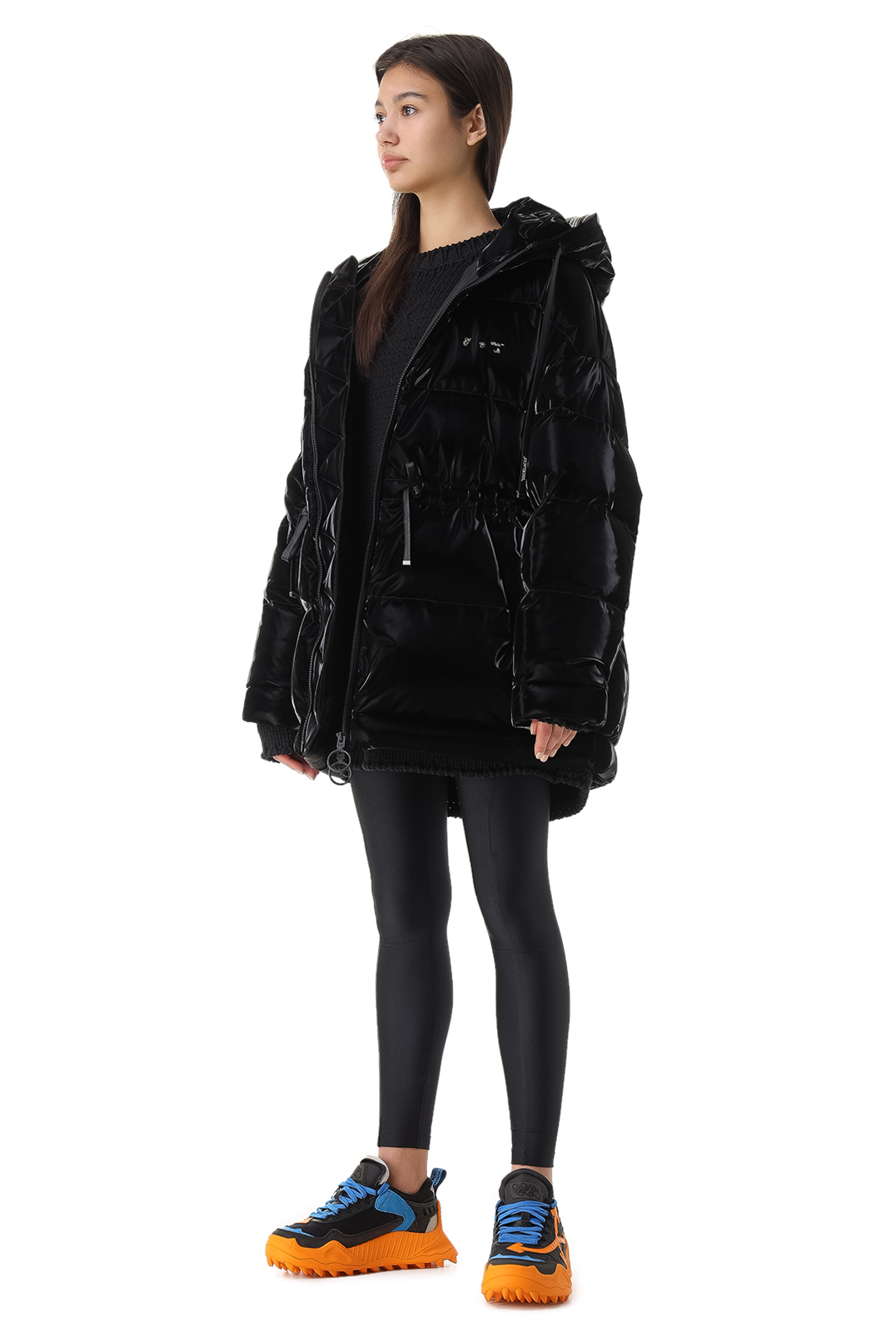 Лакований пуховик з капюшоном OFF-WHITE OWw21040