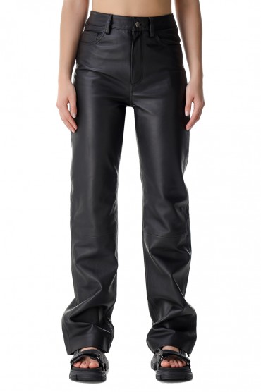 Удлиненные кожаные брюки REMAIN REM21007 