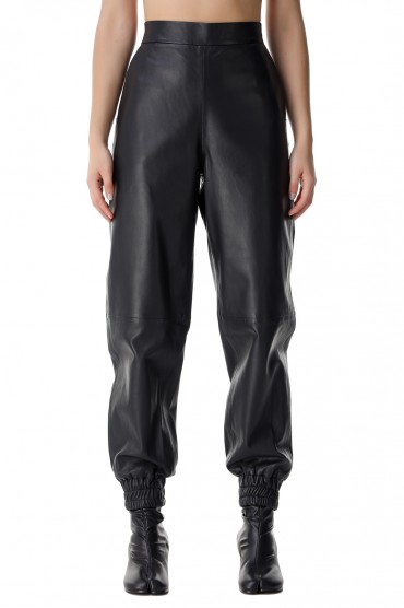 Кожаные брюки с эластичным поясом REMAIN REM21012 