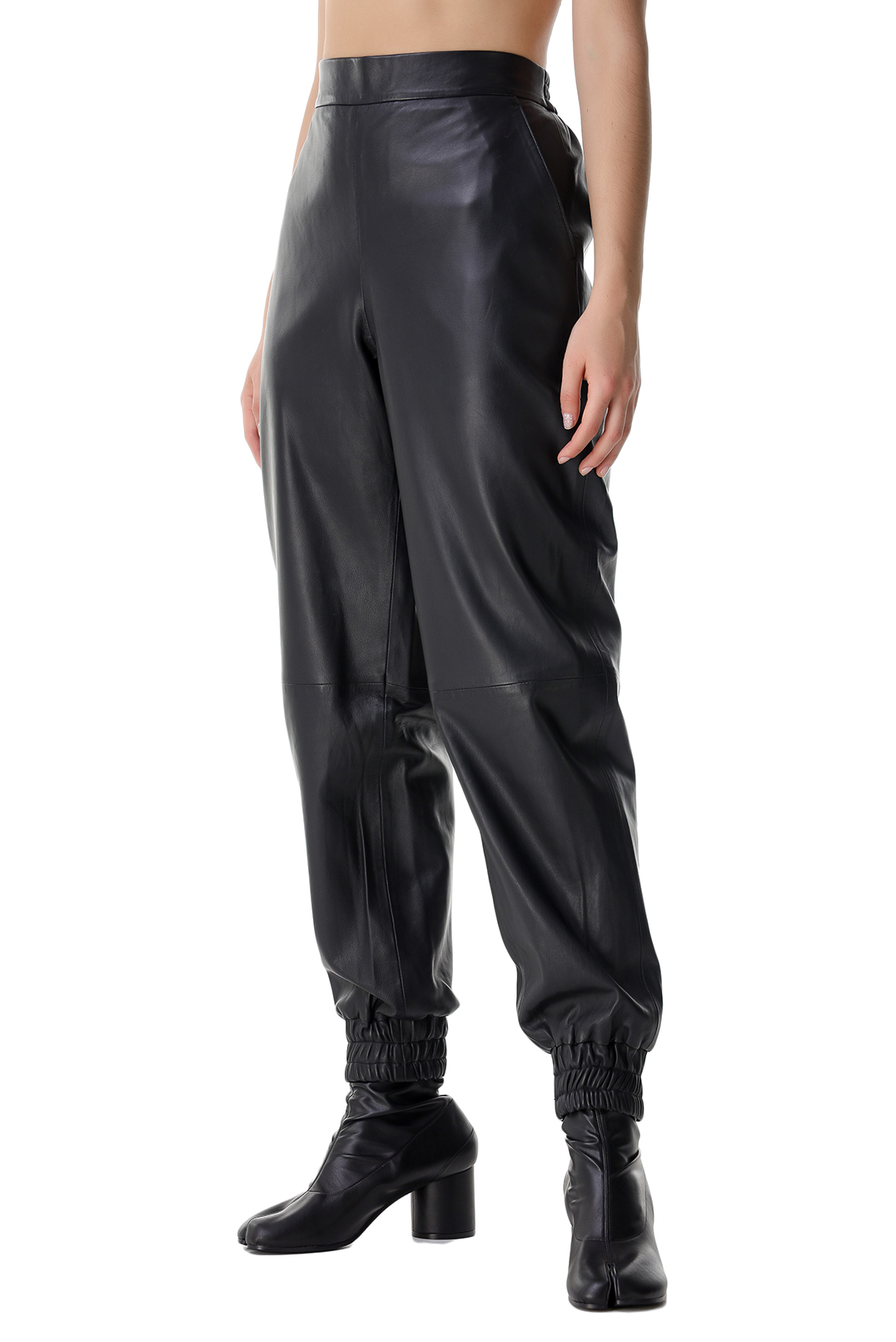 Кожаные брюки с эластичным поясом REMAIN REM21012