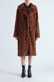 Леопардове пальто з еко хутра