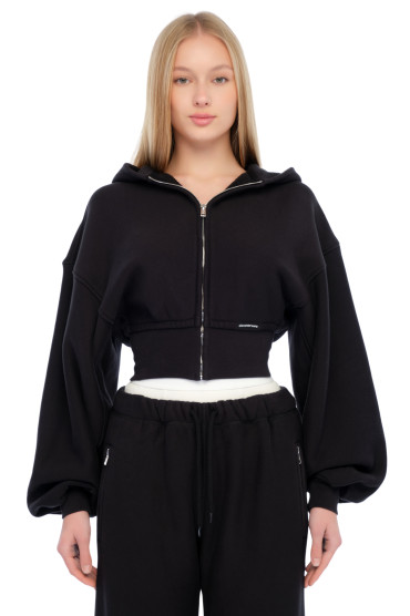 Вкорочене худі oversize на блискавці ALEXANDER WANG TAW24002