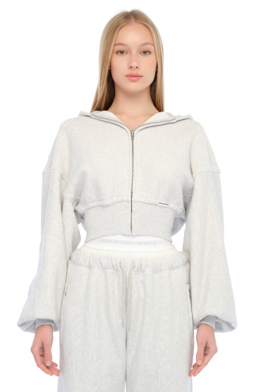 Вкорочене худі oversize на блискавці ALEXANDER WANG TAW24003