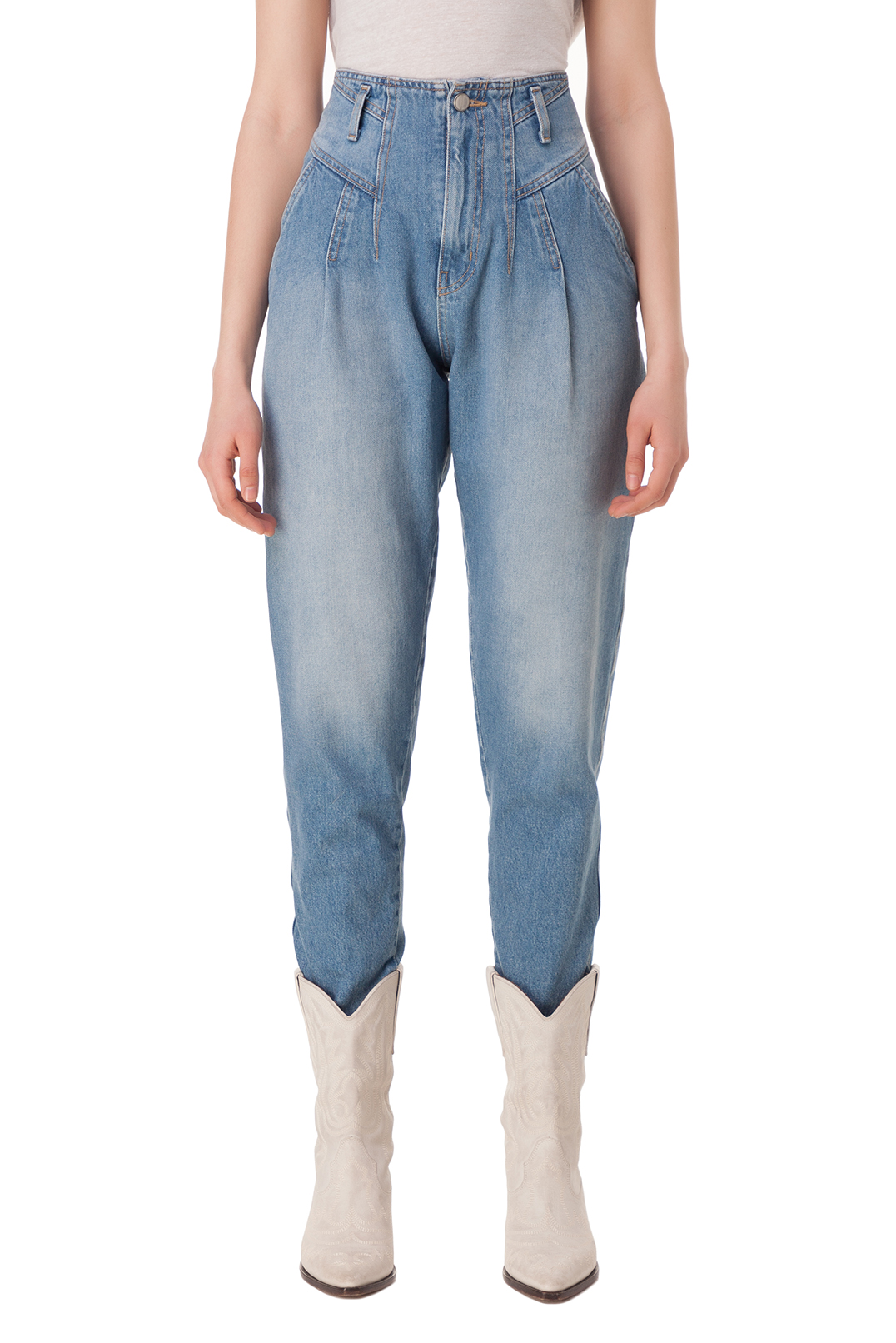 Вкорочені джинси з ефектом потертостей TRE BY NATALIE RATABESI TRE10002