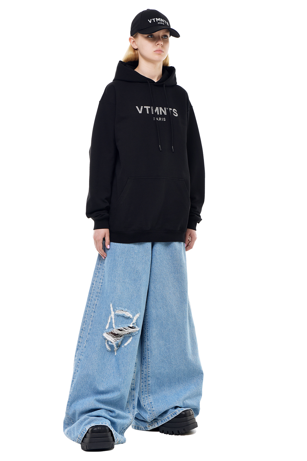 Худі oversize з логотипом у стразах VTMNTS VTM23006